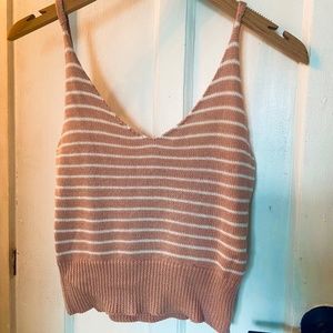 Pink and white stripped tank (cropped)